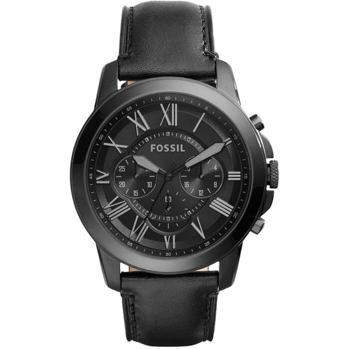 Fossil Grant Leather Belt Full Black Watch