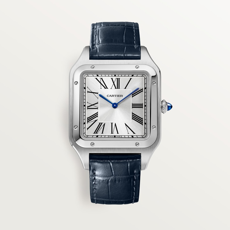 CARTIER SANTOS DUMONT SILVER BLUE ROMAN DIAL